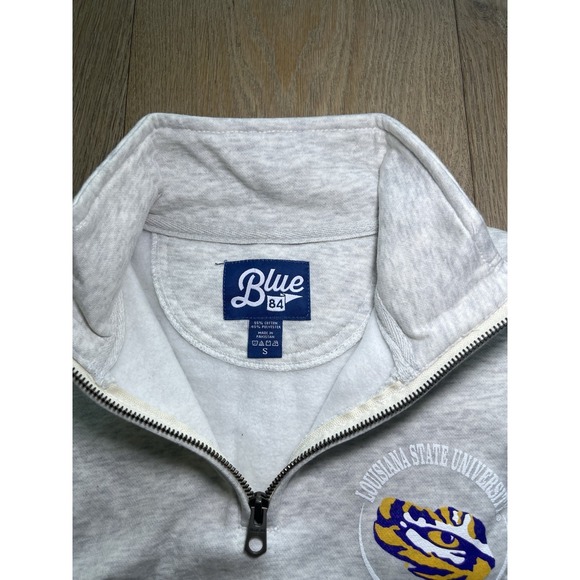 LSU Tigers NCAA Licensed Women's Cropped Quarter Zip Sweatshirt Oatmeal, Small - Picture 3 of 6